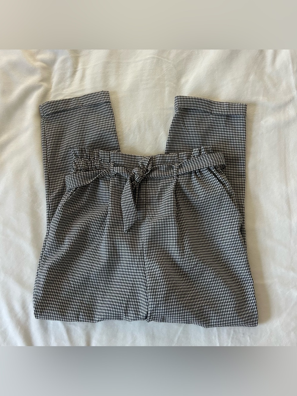 Black & White Gingham Paperbag Waist Pants – Size Medium